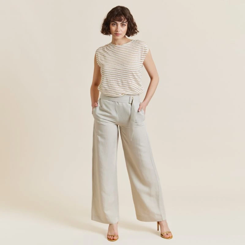 Hot On The Heels Stone Linen Trouser 5 Hot On The Heels Stone Linen Trouser - Image 3