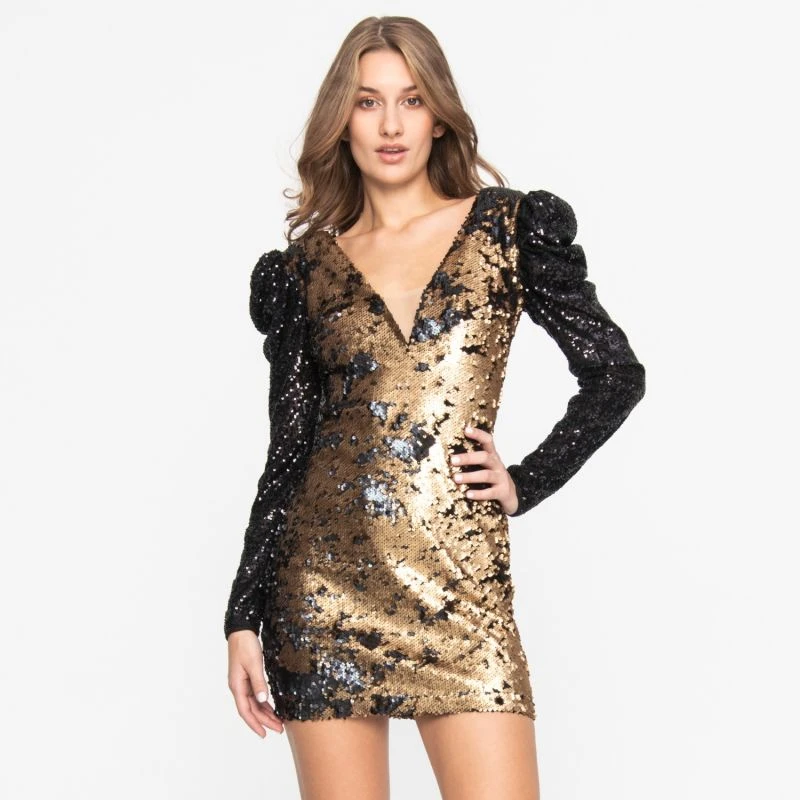 Golden Sequin Party Dress Gala 4 Golden Sequin Party Dress Gala - Image 2