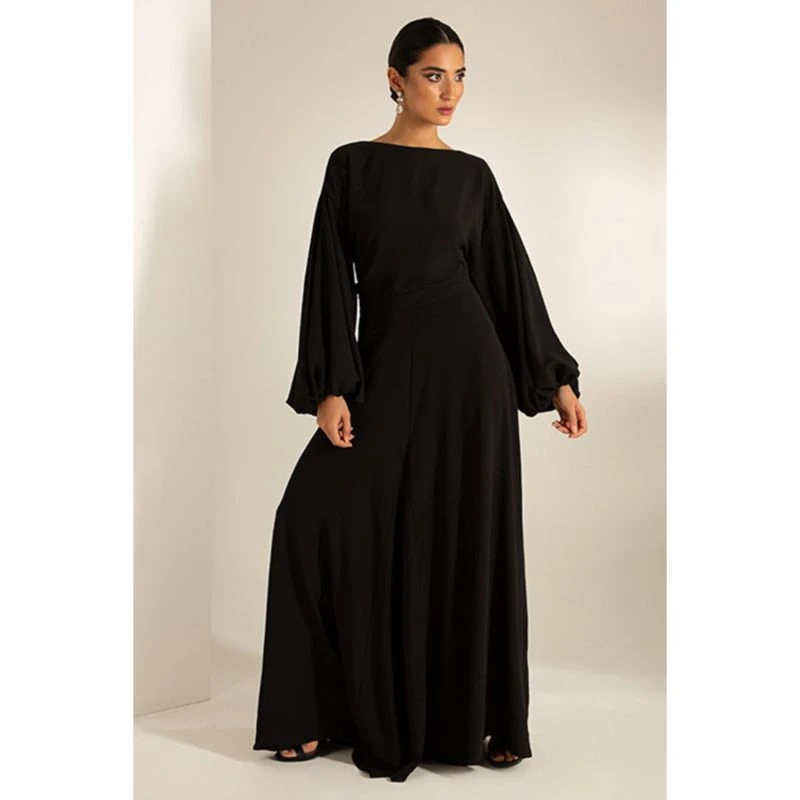 Wide Legged Crepe Maxi Pants In Black 4 Wide Legged Crepe Maxi Pants In Black - Image 2