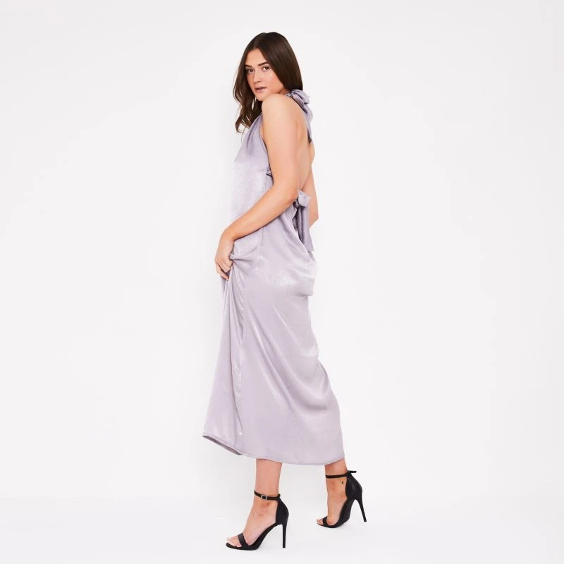 Tallulah Halter Satin Maxi Dress In Silver Grey 6 Tallulah Halter Satin Maxi Dress In Silver Grey - Image 4