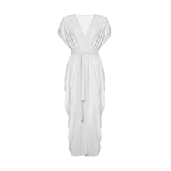 Batwing Pleated Maxi Dress Cream