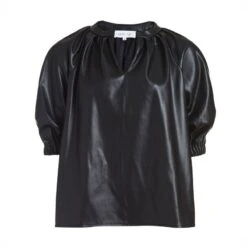 Vegan Leather Puff Sleeve Top - The Elizabeth