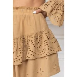 Beige Skirt With English Embroidery -Maison Close Sales beige skirt with english embroidery 1757930396526f35b1532fbe405c05d3