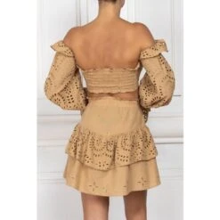 Beige Skirt With English Embroidery -Maison Close Sales beige top with english embroidery sleeves b4b74c028873ec0638cfe0191e80af41