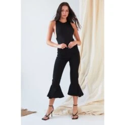 Black Frill Hem Trousers -Maison Close Sales black frill hem trousers 5cfbb1bbb16cfe5d10436dc50ffc7d51