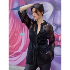 Black Lace Tunic Blouse With Tank Top Included -Maison Close Sales black lace tunic blouse with tank top included 08c73d90a4411f44cc66c7b7f2a2c3b5