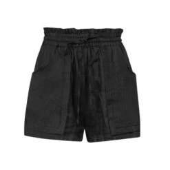 Black Linen Shorts With Pockets