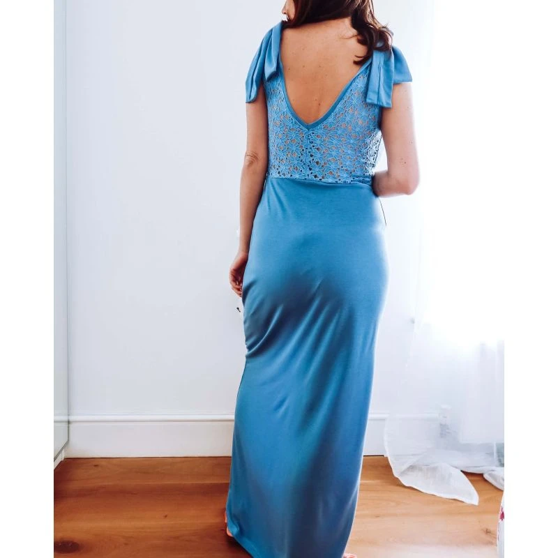 Blue Lace Back Maxi Dress 4 Blue Lace Back Maxi Dress - Image 2