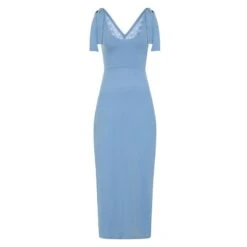 Blue Lace Back Maxi Dress