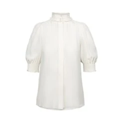 Carrie Short-Sleeve Silk Blouse - White