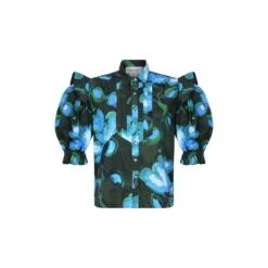 Chia Blouse In Recuerdos Verde Print