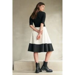 Colorblock A-Line Skirt Creme-Black -Maison Close Sales colorblock a line skirt creme black 465561511aededa05a251b8cb117b5c8