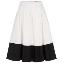 Colorblock A-Line Skirt Creme-Black