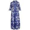 Cotton Annabel Maxi Dress In Royal Blue Tropical