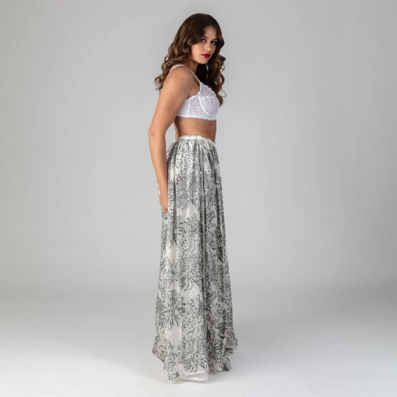 Grace - Silver Fairy Dust 100% Silk Maxi Skirt 10 Grace - Silver Fairy Dust 100% Silk Maxi Skirt - Image 8