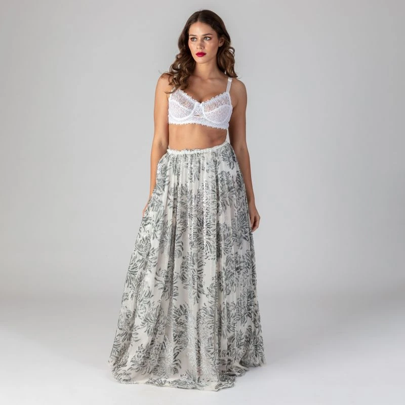 Grace - Silver Fairy Dust 100% Silk Maxi Skirt 4 Grace - Silver Fairy Dust 100% Silk Maxi Skirt - Image 2