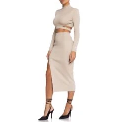 High-Slit Knit Midi Skirt -Maison Close Sales dlgghk9rwtnhcpzv8zrh