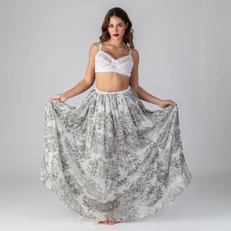 Grace - Silver Fairy Dust 100% Silk Maxi Skirt 5 Grace - Silver Fairy Dust 100% Silk Maxi Skirt - Image 3