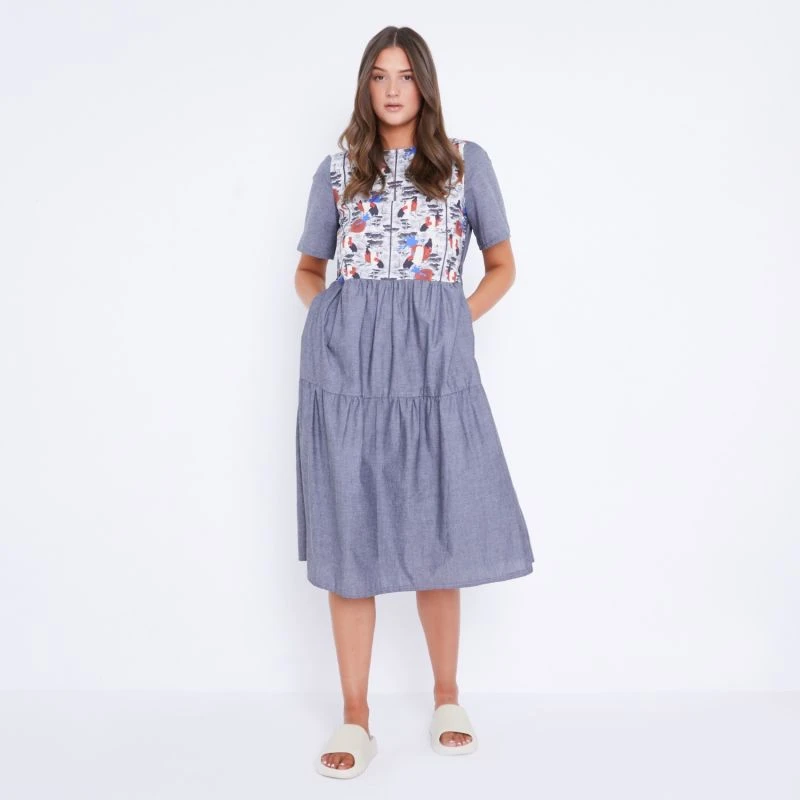 Ami Dress Cotton Chambray With Graffiti Art Print 4 Ami Dress Cotton Chambray With Graffiti Art Print - Image 2