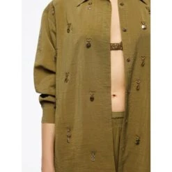 Olive Green Embellished Shirt 8 Olive Green Embellished Shirt -Maison Close Sales embellished shirt b2ba50ae16b6ff472be99d9be8335373