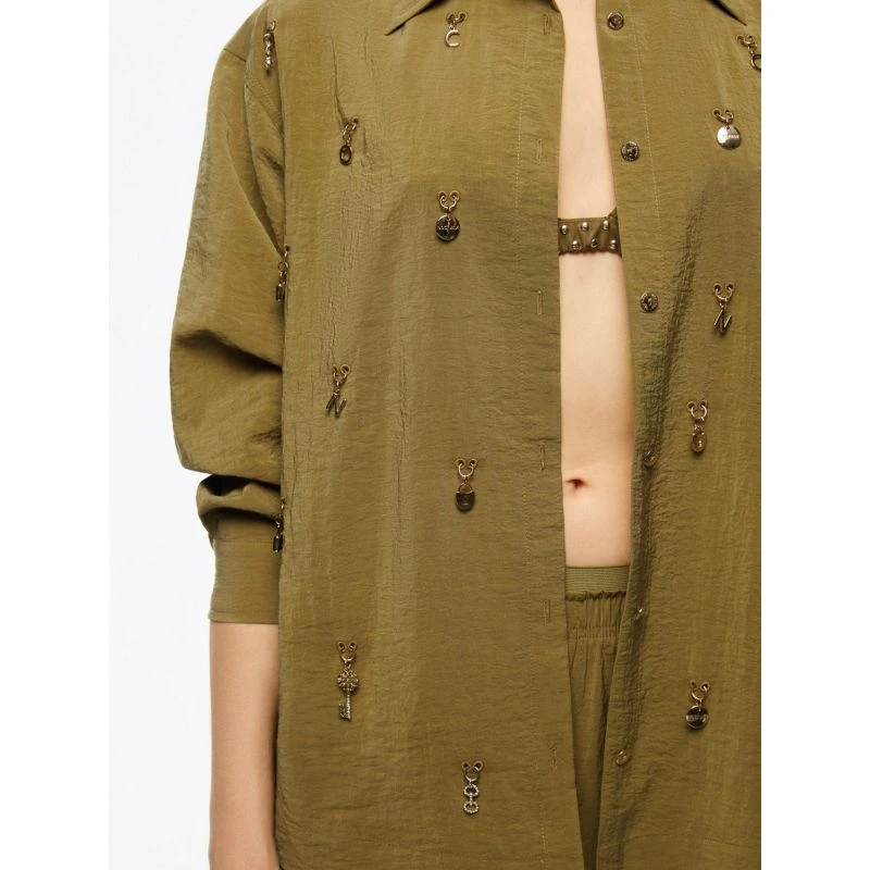 Olive Green Embellished Shirt 5 Olive Green Embellished Shirt - Image 3