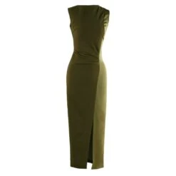 Eternal Elegance, Four-Season Midi Dress With Satin Finish.