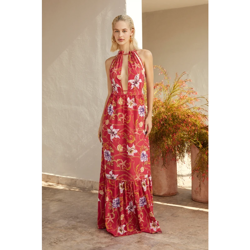 Euros Floral Fuchia Dress 4 Euros Floral Fuchia Dress - Image 2