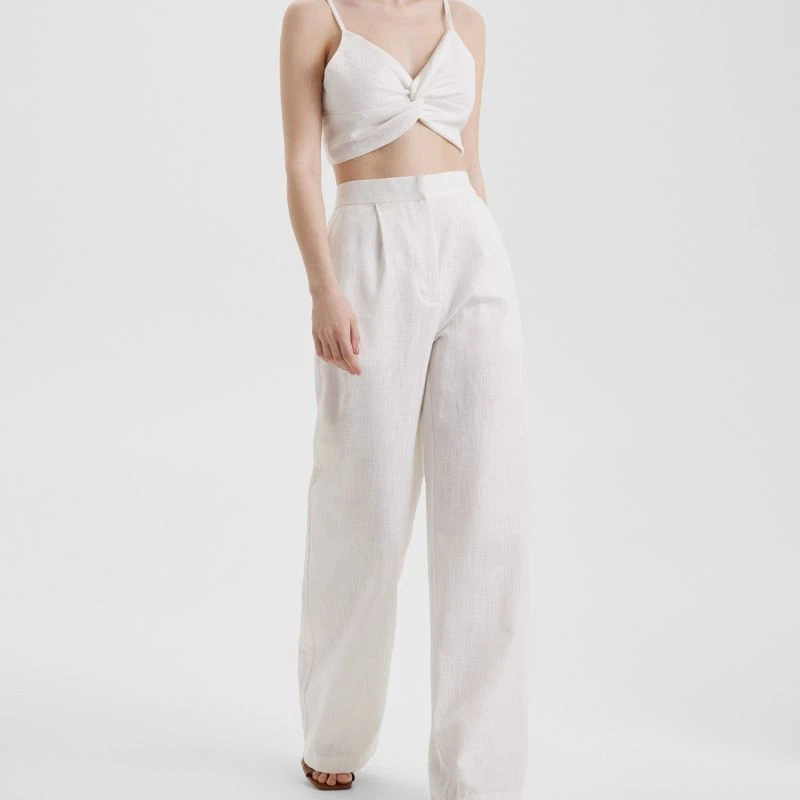 Extra Tall White Linen Trousers - Straight, High-Waisted & Adjustable 12 Extra Tall White Linen Trousers - Straight, High-Waisted & Adjustable - Image 10