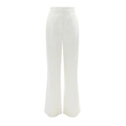 Extra Tall White Linen Trousers - Straight, High-Waisted & Adjustable