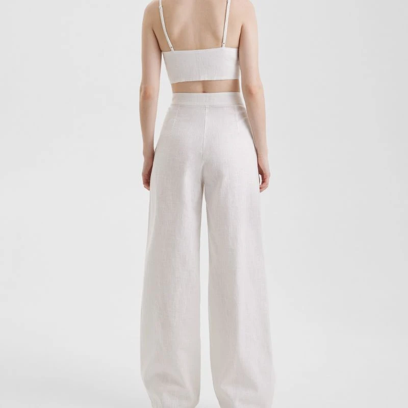 Extra Tall White Linen Trousers - Straight, High-Waisted & Adjustable 11 Extra Tall White Linen Trousers - Straight, High-Waisted & Adjustable - Image 9