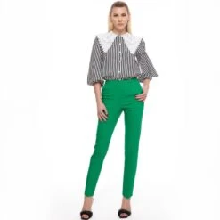 Slim Fit Cotton Green Pants -Maison Close Sales ezimbdij9jed5cra5s6p