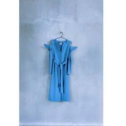 Fashion Long Button-Up Dress With Belt Light Blue -Maison Close Sales fashion long button up dress with belt light blue bfe57e772f2d4b5d725cfe495c074f86