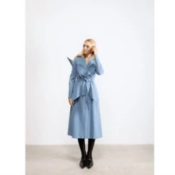 Fashion Long Button-Up Dress With Belt Light Blue -Maison Close Sales fashion long button up dress with belt light blue d067d7bbdf8db358f696d145720371bf