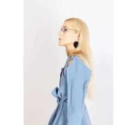 Fashion Long Button-Up Dress With Belt Light Blue -Maison Close Sales fashion long button up dress with belt light blue f16b517573dd650d7c03a665b20dd982