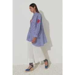 Floral Embroidered Striped Shirt Blue -Maison Close Sales floral embroidered striped shirt blue 1ffefed742162b3a9c8e651fb071b2ba