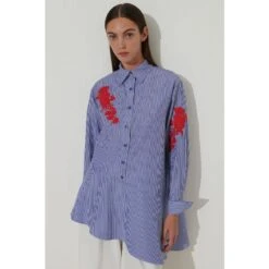 Floral Embroidered Striped Shirt Blue -Maison Close Sales floral embroidered striped shirt blue da5b0cf81f0b9bb1688eb535f0bfcd4e