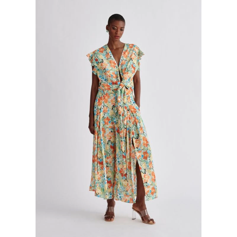 Front Split Floral Trousers - Yellow Floral 5 Front Split Floral Trousers - Yellow Floral - Image 3