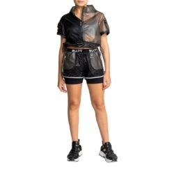 Short Nylon Blouse With Zip-Off Sleeves Nero Black -Maison Close Sales fr6pxxl9ec4figiku4zi