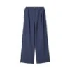 Fringed Linen Trousers Blue