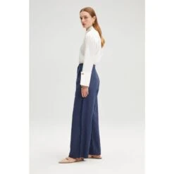 Fringed Linen Trousers Blue -Maison Close Sales fringed linen trousers c732846eec6405d93faad941ed5dff3a