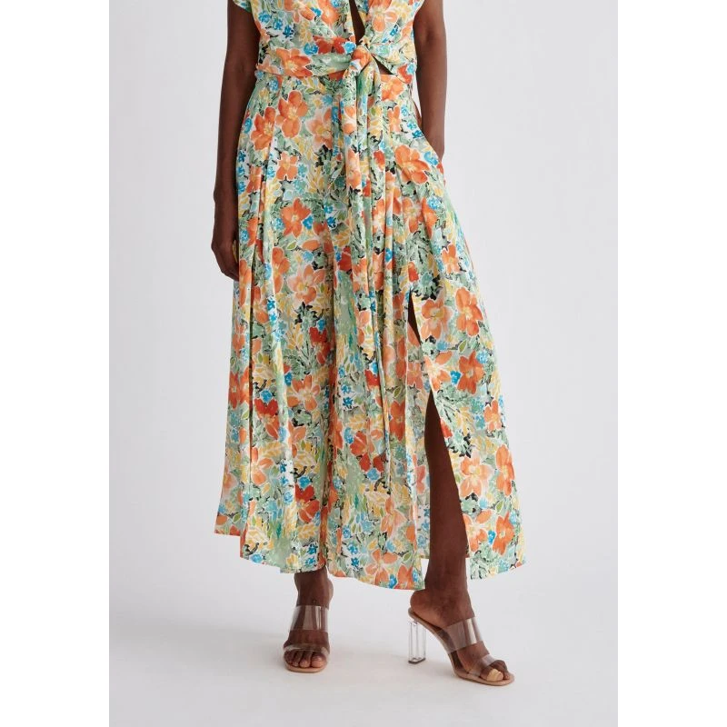 Front Split Floral Trousers - Yellow Floral 4 Front Split Floral Trousers - Yellow Floral - Image 2