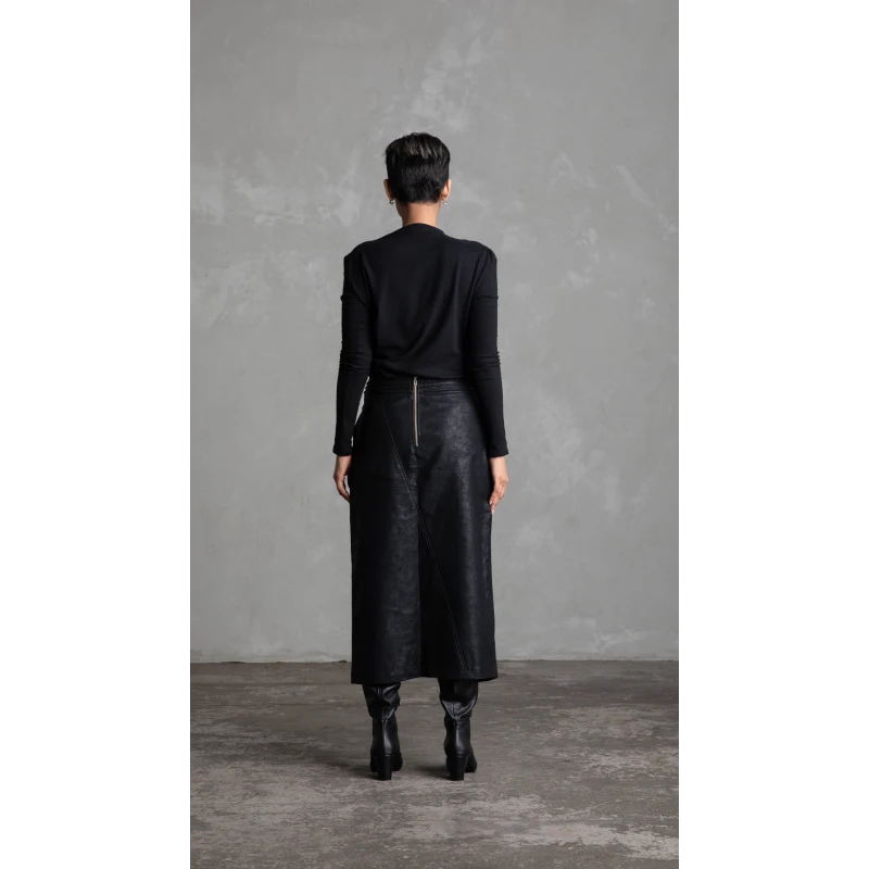 Gio Faux Leather Skirt - Black 6 Gio Faux Leather Skirt - Black - Image 4