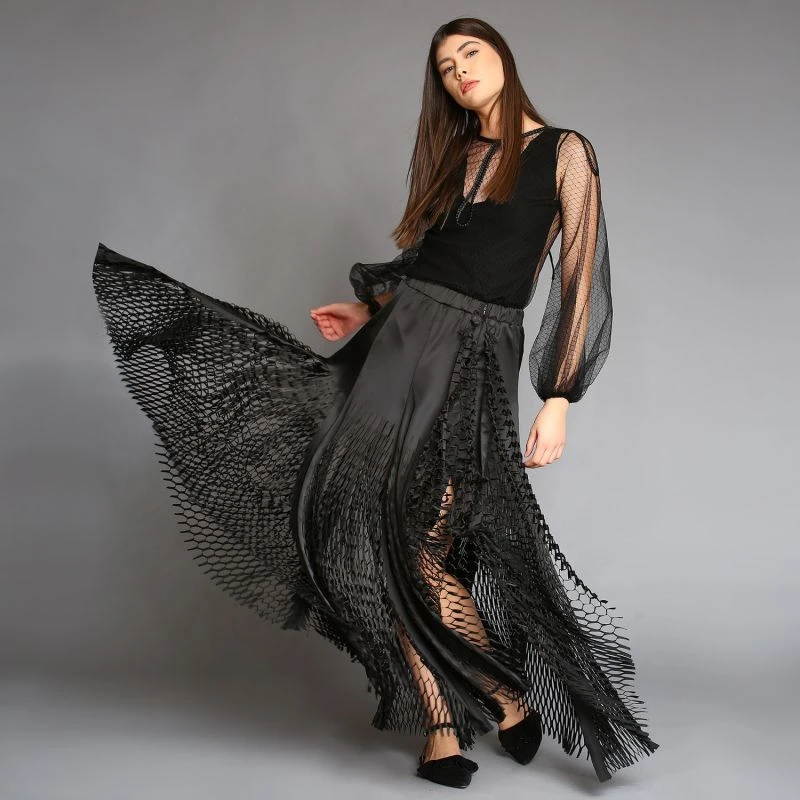 Laser Cut Black Paneled Skirt 8 Laser Cut Black Paneled Skirt - Image 6