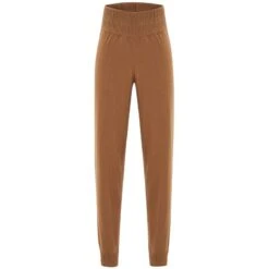 High Waist Cashmere Blend Knitwear Jogger Trousers - Brown