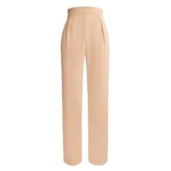High-Waist Tapered Trousers - Beige