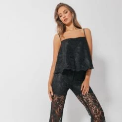 High - Waisted Lace Bell - Bottom Pants -Maison Close Sales high waisted lace bell bottom pants 0a9f1a4288797fa7ed65a66076f414a4