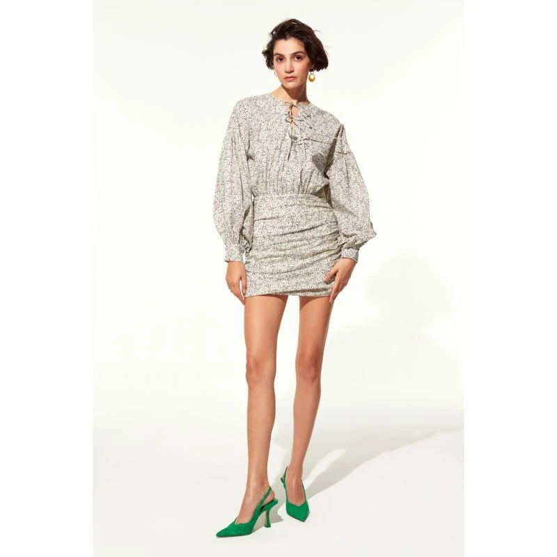 Carlotte Dress In White Printed Poplin 4 Carlotte Dress In White Printed Poplin - Image 2