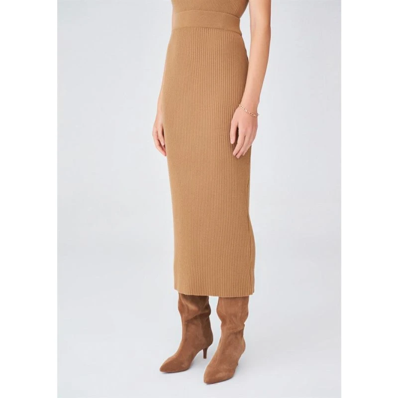 Rib Knitted Cashmere Blend Knitwear Pencil Skirt - Camel 5 Rib Knitted Cashmere Blend Knitwear Pencil Skirt - Camel - Image 3