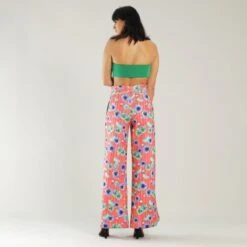 Bow Top- Bi-Color And Floral Palazzo Trouser Set -Maison Close Sales ibav8mpcge0qdeic7xix