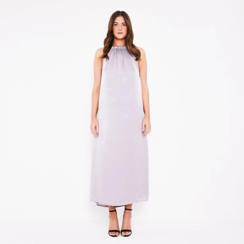 Tallulah Halter Satin Maxi Dress In Silver Grey 7 Tallulah Halter Satin Maxi Dress In Silver Grey - Image 5